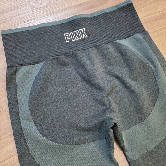 PINK Victorias Secret Green Seamless Leggings Sz Med Activewear Athleisure Sport - Picture 3 of 6
